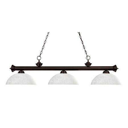 Z-Lite Riviera 3 Light Billiard Light, Bronze & White Linen 200-3BRZ-DWL14